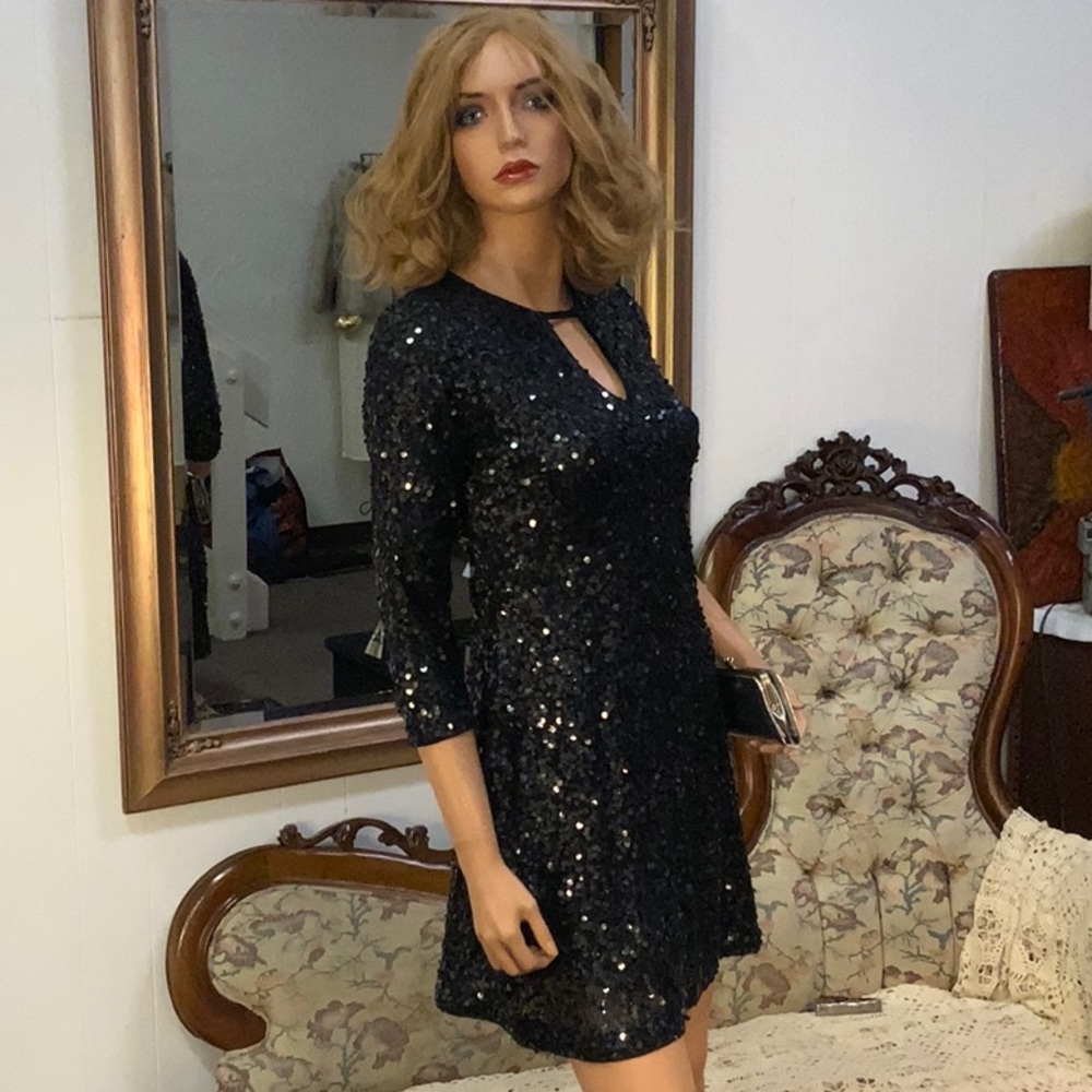 ABERCROMBIE&FITCH BLACK SEQUIN MINI COCKTAIL DRESS